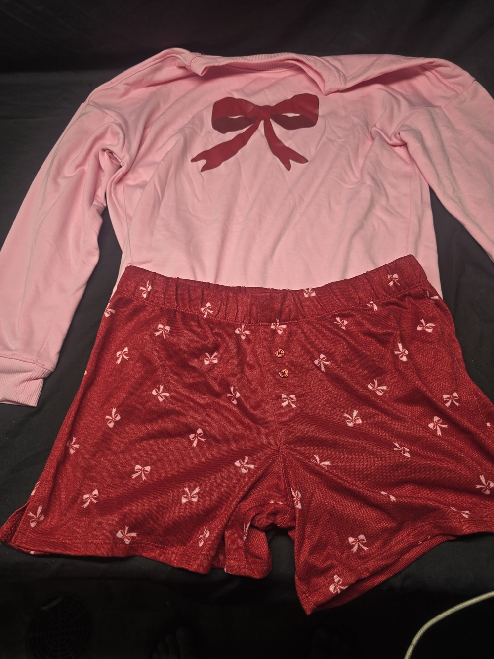 art class Pink Top with Red Bow & Red Bow-Print Pajama Set